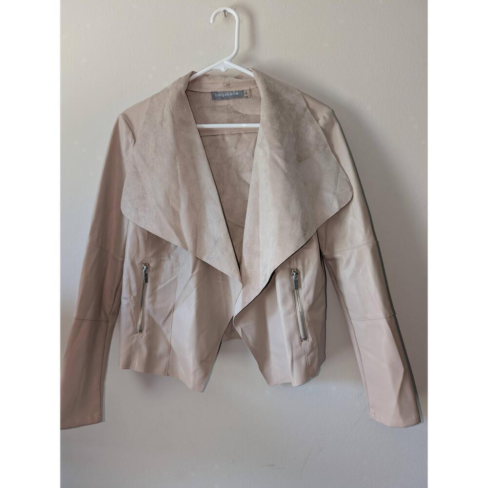 Bagatelle Beige Faux Leather Suede Jacket Small